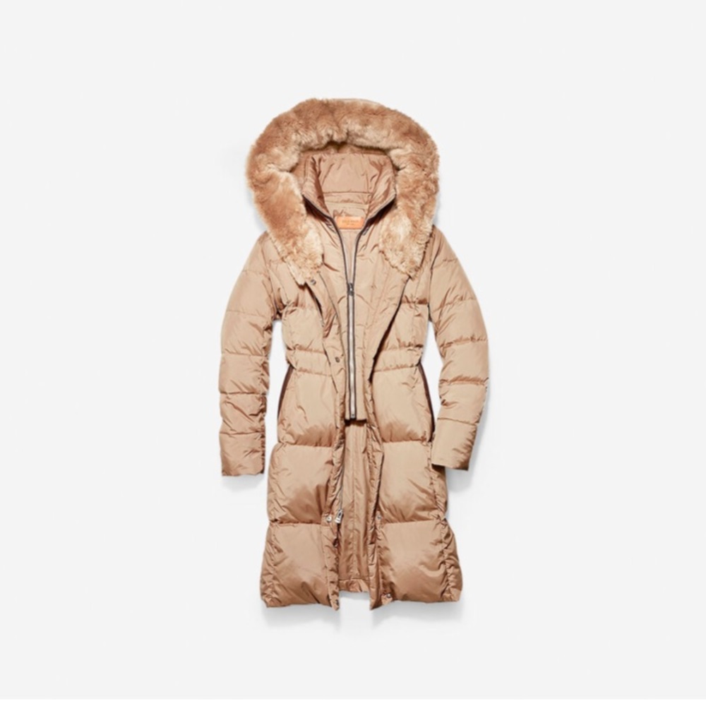 Down Coat with Faux Fur -Lined Hood